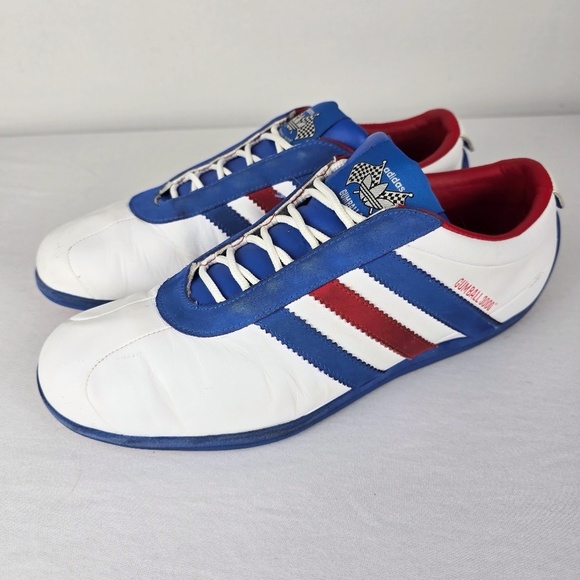 Adidas Gumball 3000 Racing Sneakers Mens 8 White Blue Red Striped 2007 - Picture 1 of 14